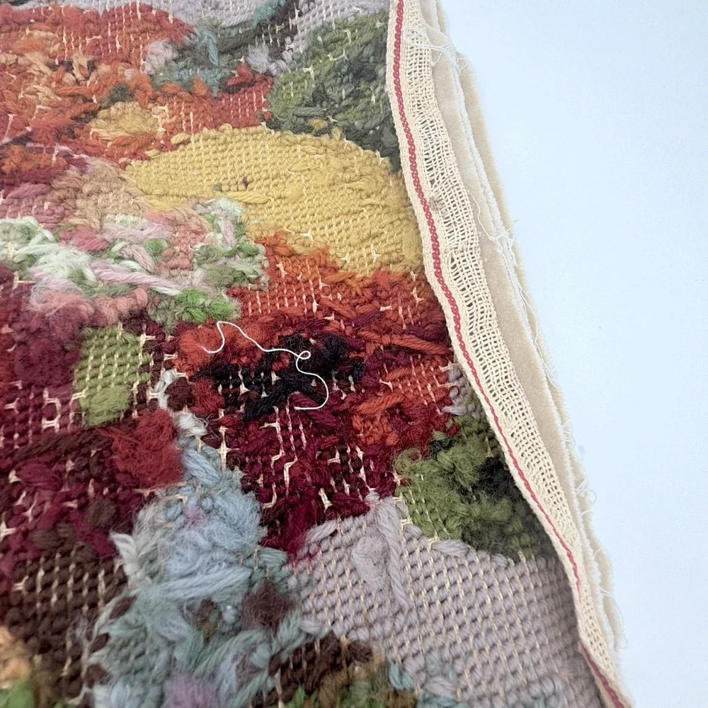 Vintage Needlepoint Pillow Tapestry Throw Pillow Floral Fruit Stitched